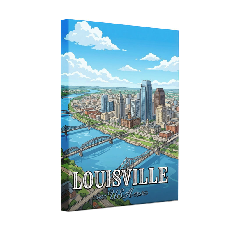 Paysage urbain de Louisville, H 16 po x l 24 po, Toile tendue, Ne s’applique pas