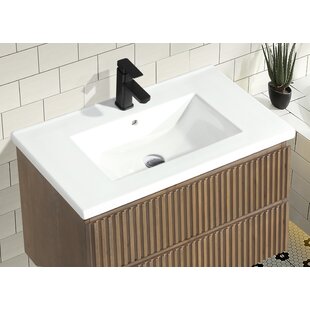 Malwee 30 Floating Bathroom Vanity, Wall Mounted Bathroom Vanity with Ceramic Sink,Soft Close Doors and Side Adjustable Shelf