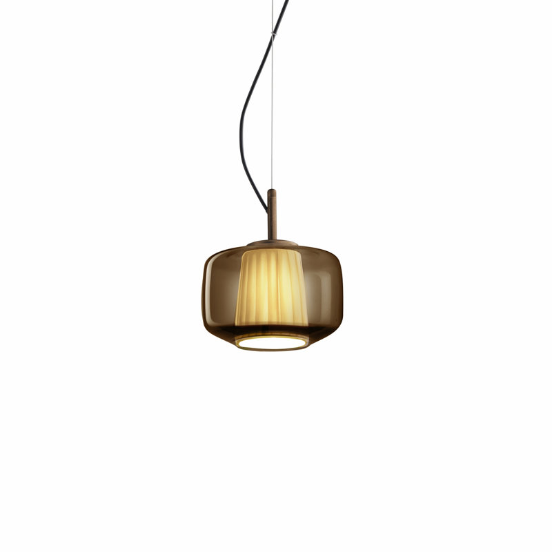 Plisse' Suspension L33CC UL, 5" H x 7" W x 7" D, Burned Earth;Green, Matt Bronze 2