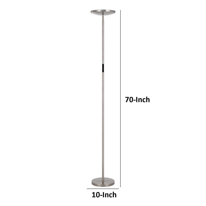 Lampe sur pied avec torchère à DEL, gradateur tactile, acier brossé de 70 po