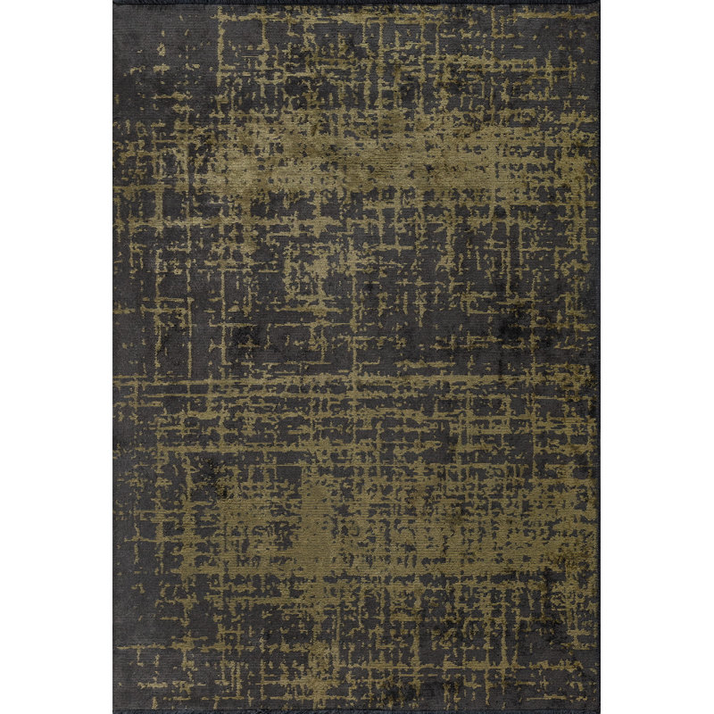 Tapis gris foncé / jaune Rapture, Rectangle 7 pi 10 po x 11 pi 2 po