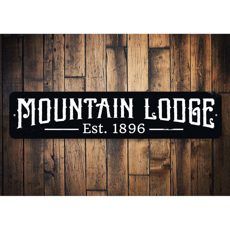 Plaque en aluminium Mountain Lodge, H 6 po x l 24 po x P 0,06 po