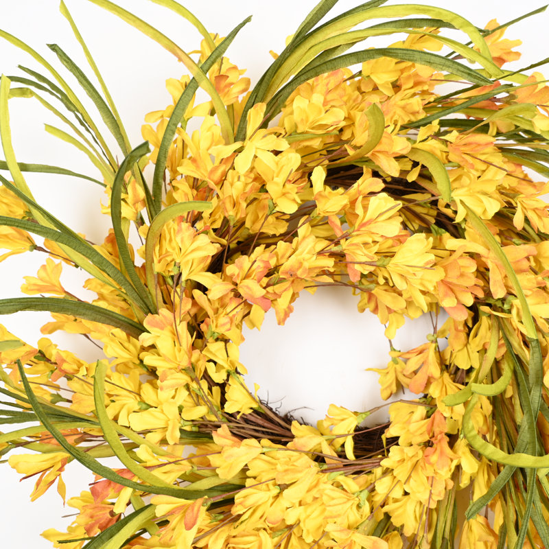 26" Farmhouse Fall Thanksgiving Days Flower Wreath for Front Door