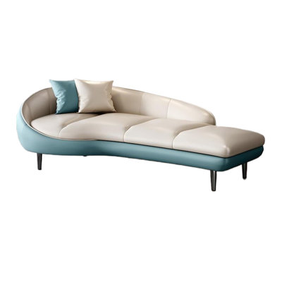 Chaise longue inclinable en cuir massif avec cadre en bois massif