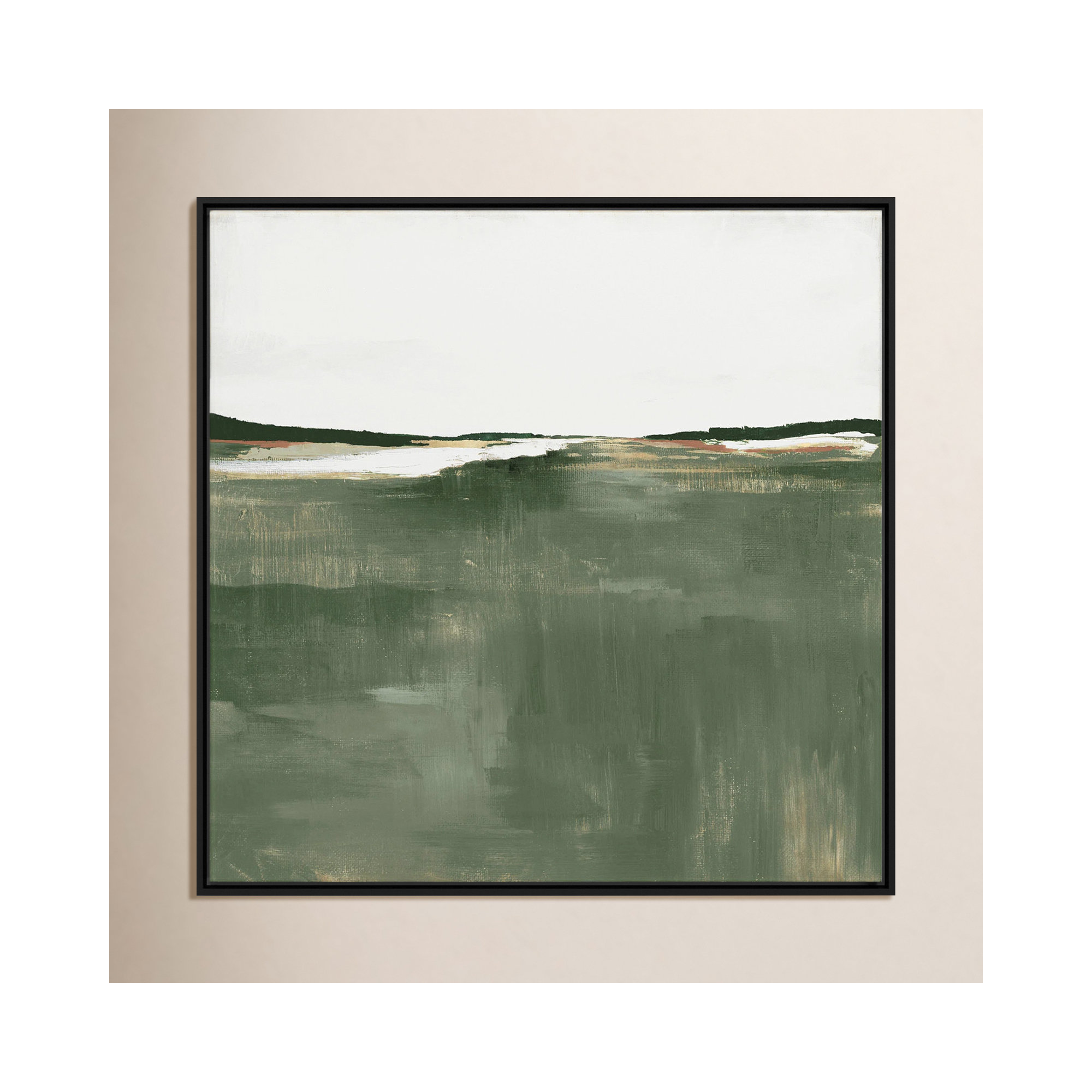 Green Sea by Dauntsey Z - Floater Frame Print on Canvas, 31.5" H x 31.5" W, Black