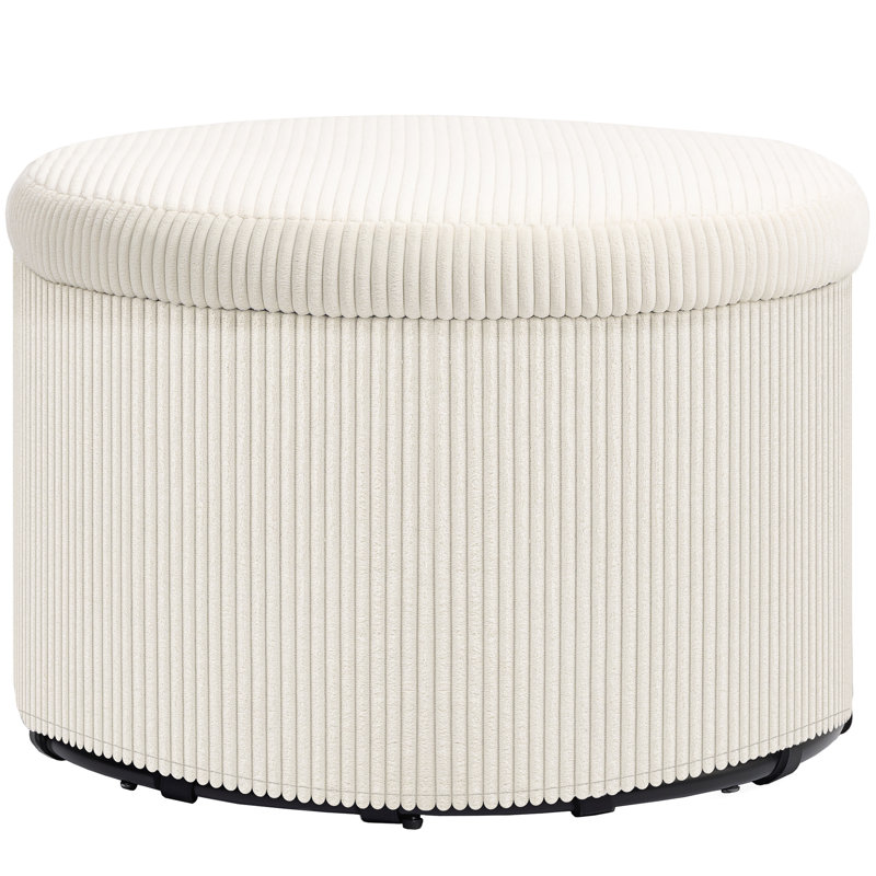 Repose-pieds de rangement avec couvercle, repose-pieds rond de 24 pouces avec rangement, repose-pieds rembourré en velours côtelé pour le salon, la chambre à coucher