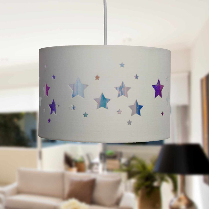 Aydriana 20 cm H Drum Cotton Pendant Shade ( Uno ) in White