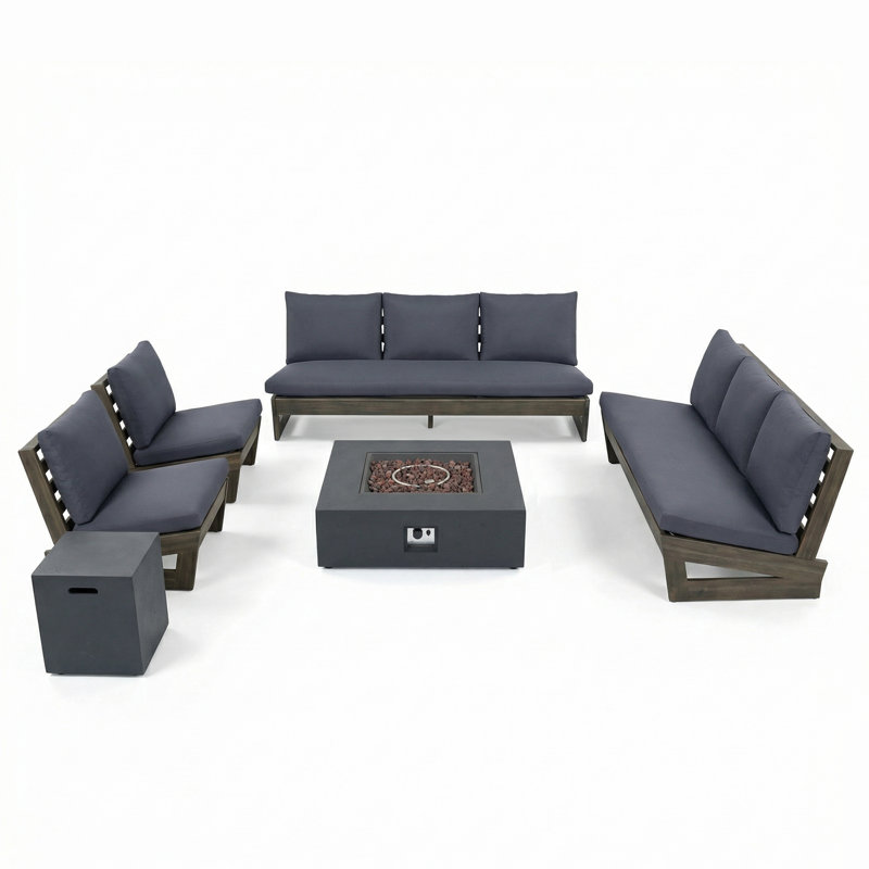 Ensemble de conversation moderne avec coussins Shelton, Coussin gris foncé / structure grise