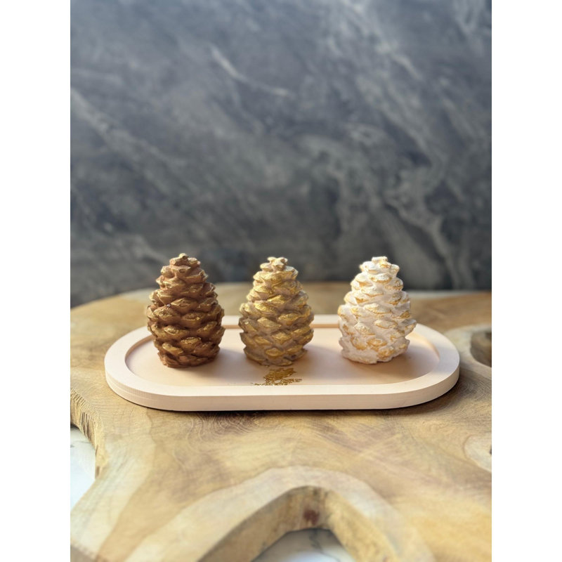 Elegant Decorative Object Set (4 Pieces), 100% Concrete, 2.0 x 2.0 x 3.1 inches (3 Pieces) & Plate 7.1 x 3.5 x 0.8 inches | Perfect for Home Decor & Stylish Centerpieces, Durable and Modern Design