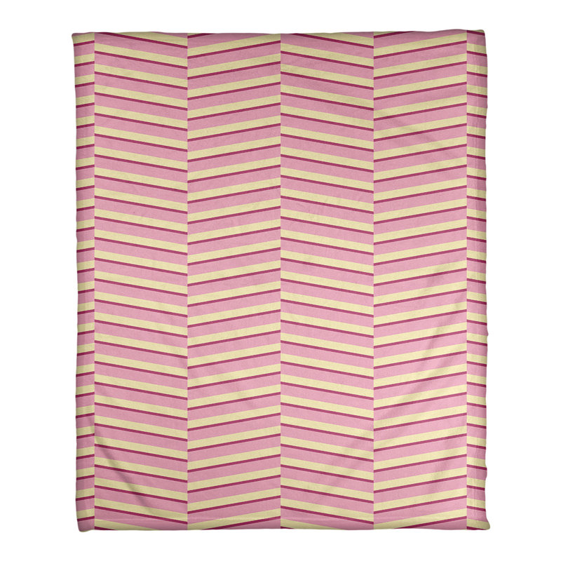 Couverture polaire rayures fracture, l 50 po x L 60 po, Rose / Jaune