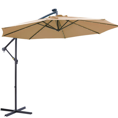 Parasol solaire 100 po Taupe. Structure robuste, tissu protégé, parasol d'extérieur de 10 pi avec évent extérieur - Taupe. Rouille - fabrication, manivelle pratique