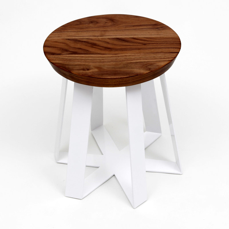 ARS Accent Stool, White, Walnut