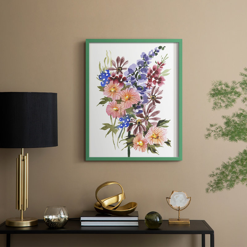 «Garden Bouquets III», reproduction encadrée - bois massif, H 11 po x l 9 po, Vert