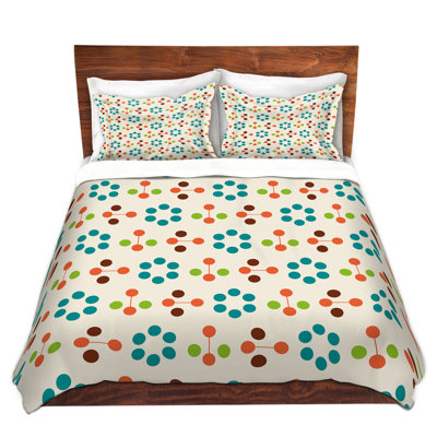 DiaNoche Duvet Cover Sets Microfiber by Nika Martinez - Mid Century Flower Turquoise