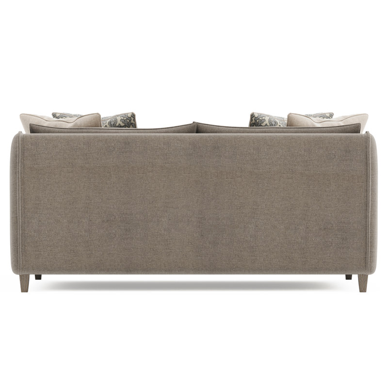 Gray Fabric Loveseat with Sloped Arms and Tapered Legs