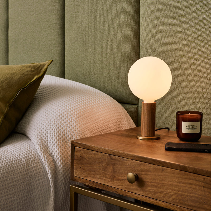 Walnut Kncukle Table Lamp With Sphere IV