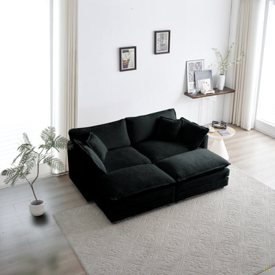 1 - canapé 2 places 2 places et repose-pieds 2 pièces, causeuse 2 places avec repose-pieds en chenille