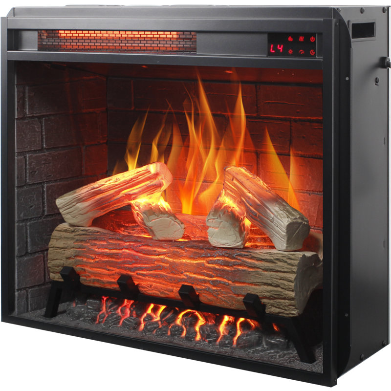 23 Inch Infrared  Heating Electric Fireplace Insert, With Log Set & Realistic Flame, Remote Control With Timer, Overheating Protection