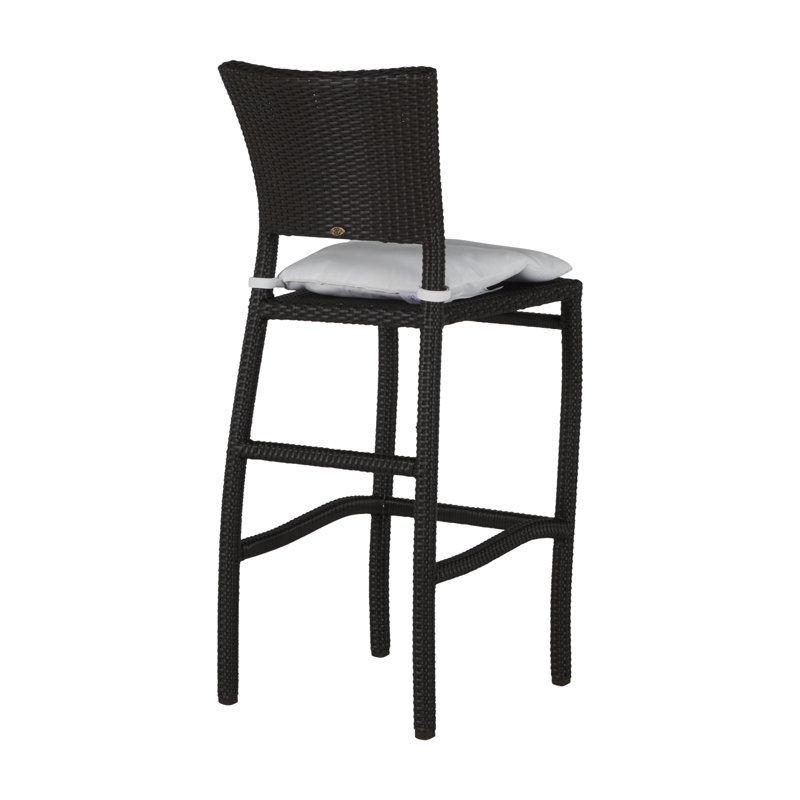 Skye 30" Patio Bar Stool with Cushion, Oyster, Dove Sunbrella® Linen, Welt