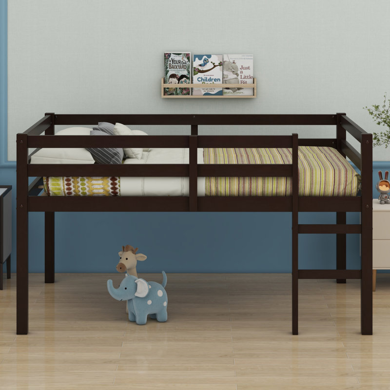 Wood Loft Bed With Ladder, Espresso