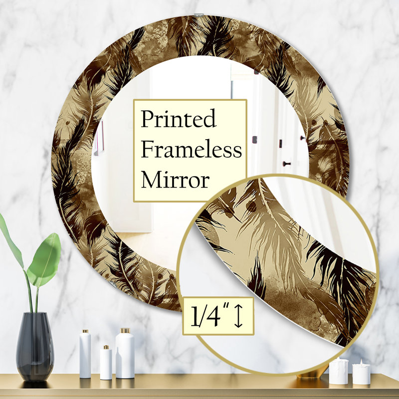 Plumes 15 - Miroir bohémien et éclectique, H 31,5 po x l po