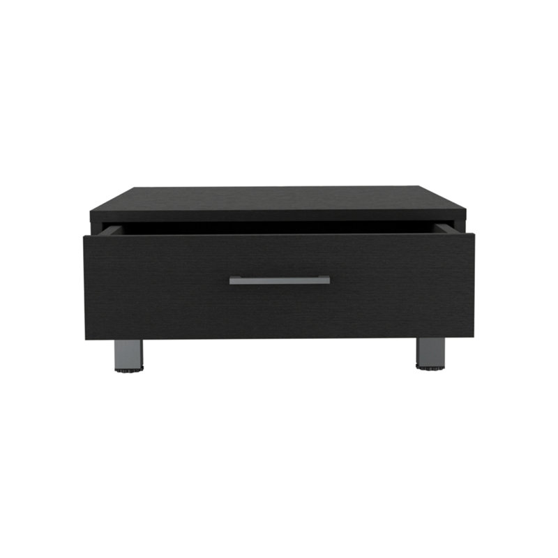 Table basse, un tiroir, quatre pieds, noir