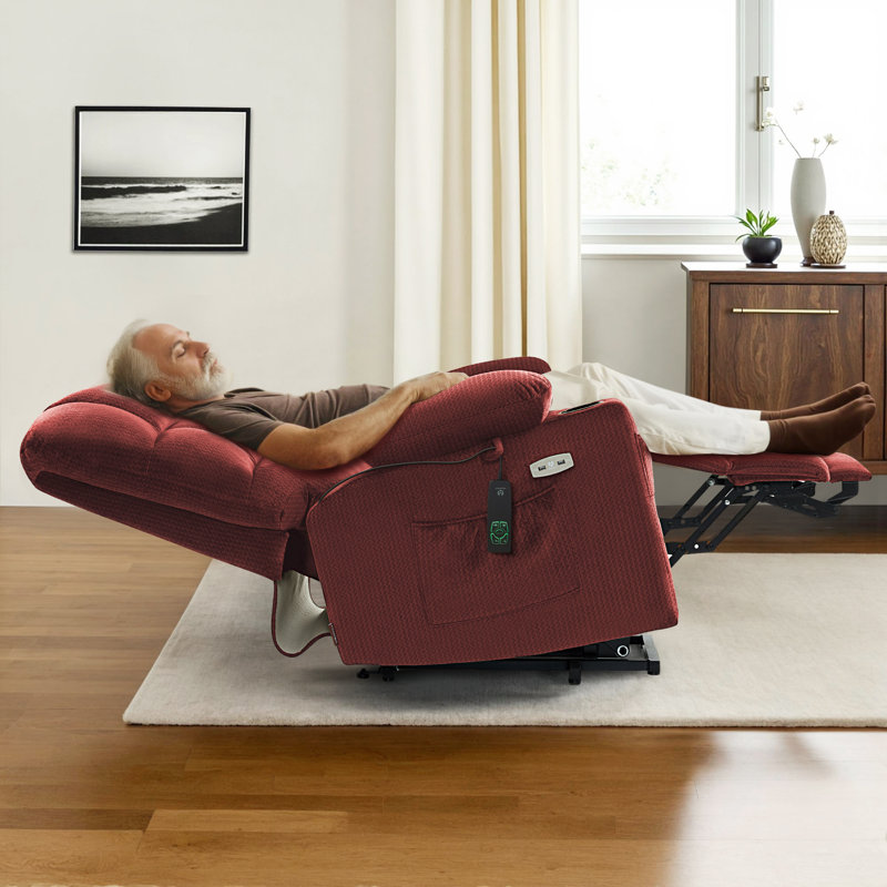 Fauteuil inclinable électrique Nihat Lay, 100 % polyester bourgogne