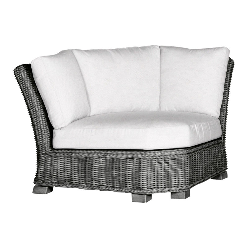 Canapé d'angle modulaire rustique tissé gris ardoise, Gris ardoise, Pas de soudure, Sunbrella® ‑ lin neige