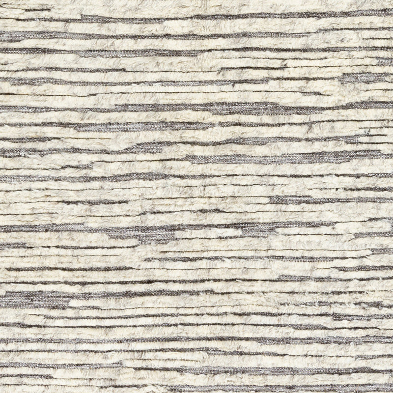 Tapis noué la gris clair/ivoire abstract main Sion, Rectangle 6 pi x 9 pi
