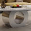 Table basse moderne en pierre frittée de 49,2 po avec base en O en acier inoxydable - H 15,6 po