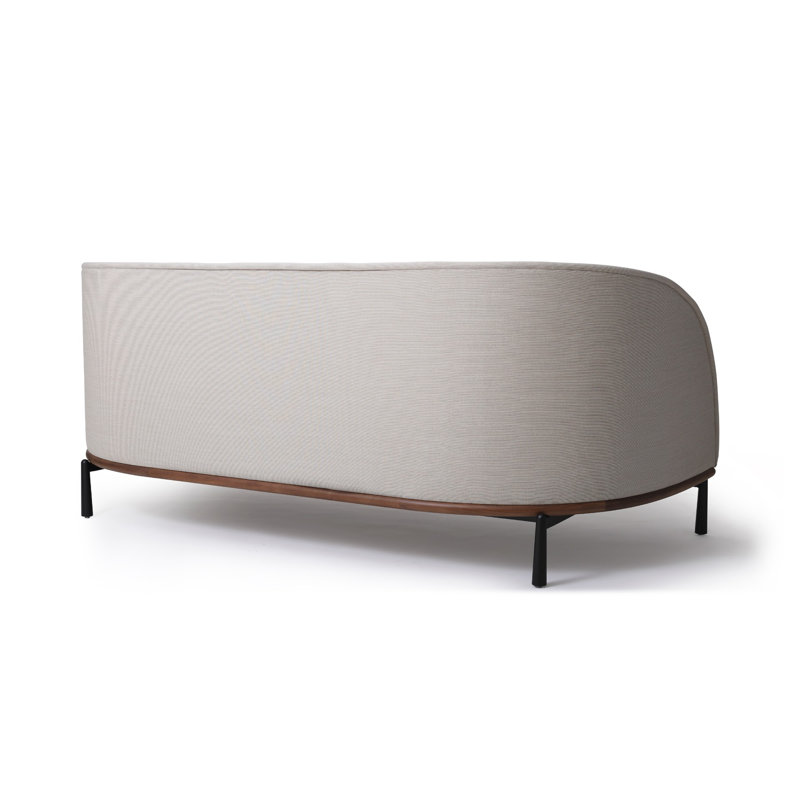 Arc Sofa Three Seater, White, Natural Walnut