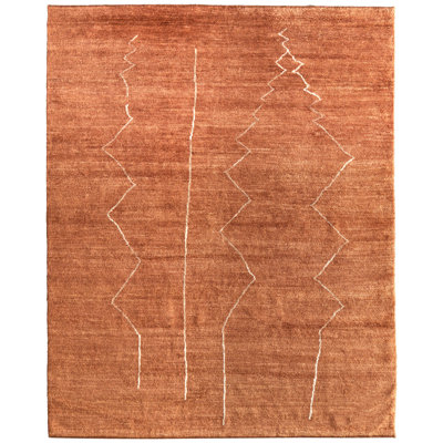 Orange Modern Hand-Knotted Abstract Rug