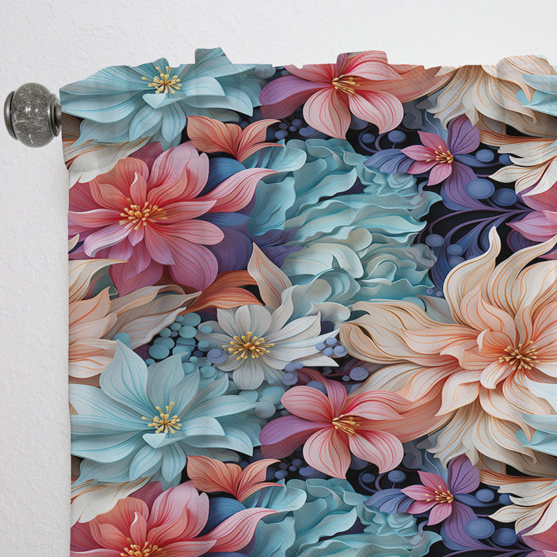 Barnain - Rideau floral - Rideau floral obscurcissant - 1 panneau, L 52 po x L 95 po