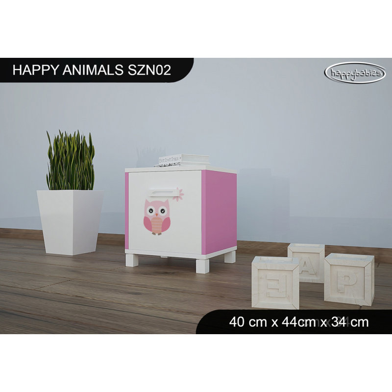 Nightstand, White/Pink