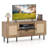 Boho TV Stand for 60 Inch TV with Cabinets, Storage Shelf, Drawer, PE Rattan Doors