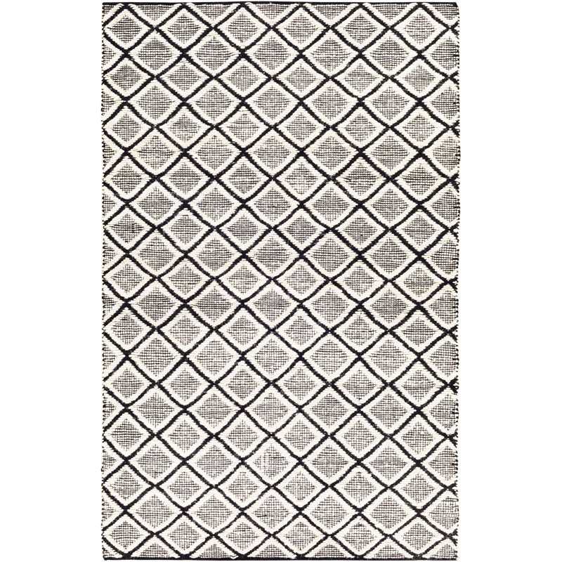 Colin Geometric Handwoven Wool Cream Area Rug, Rectangle 6' x 9'