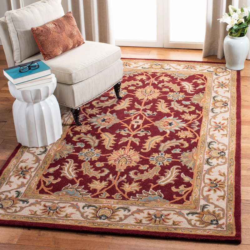 Cranmore Oriental Handmade Tufted Wool Red/Ivory Area Rug, Rectangle 8' x 10'