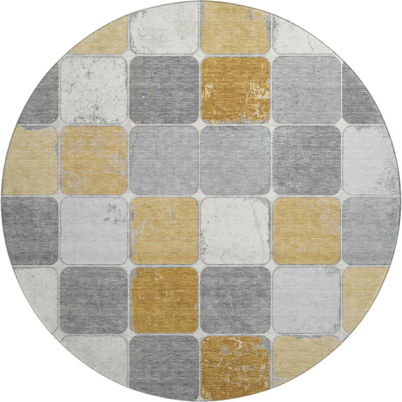 Premium Machine Washable Tiana Geometric Rug, Round 8'