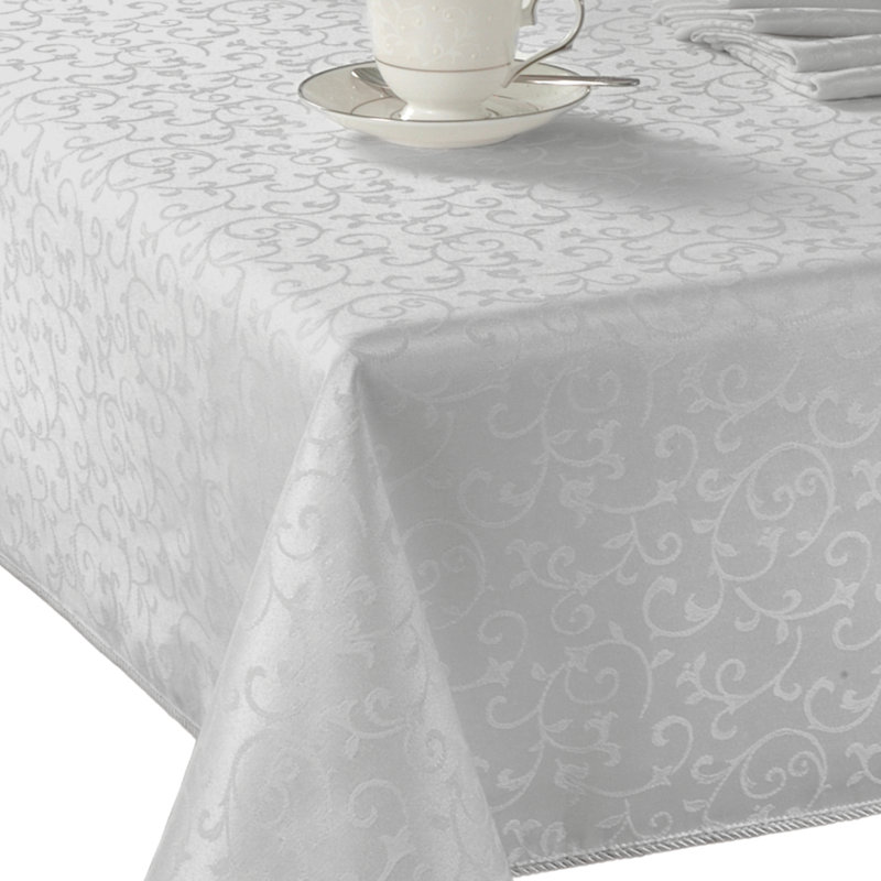 Lenox Opal Innocence Tablecloth, 120" L x 60" W, Platinum