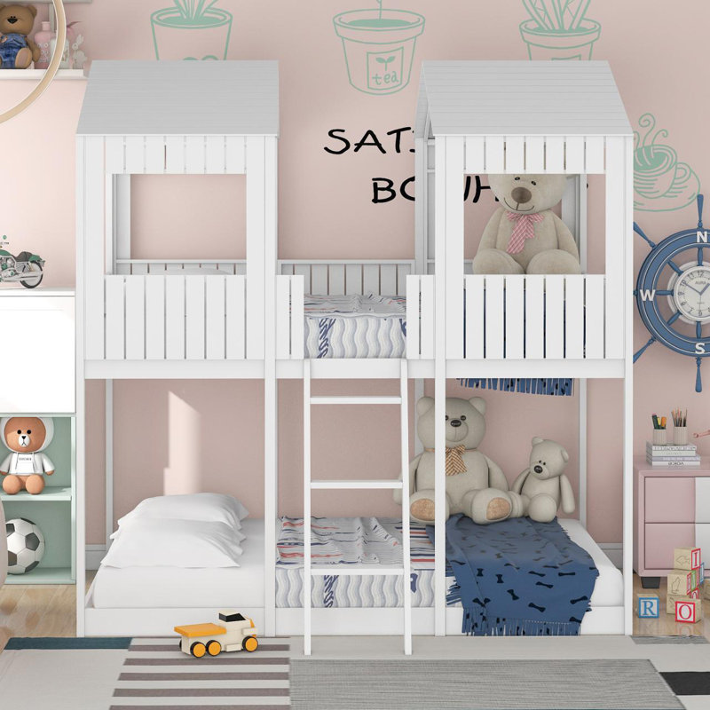 Calabasas Full Over Full Solid Wood Standard House Bunk Bed , White