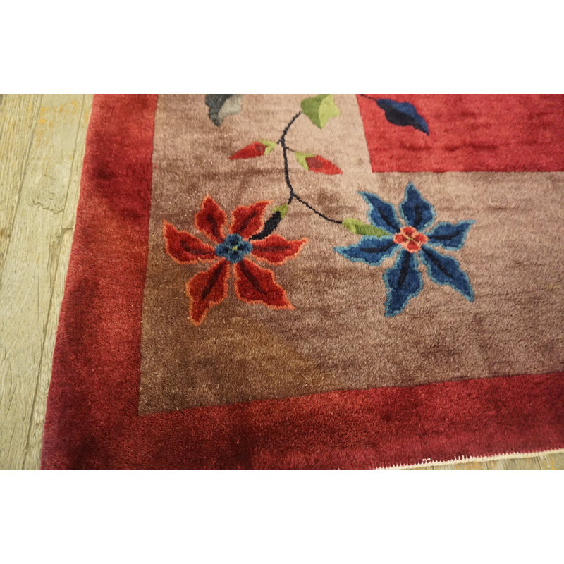 1920s Knotted Purple Wool Antique Chinese - Art Deco Room Size Rectangle Rug