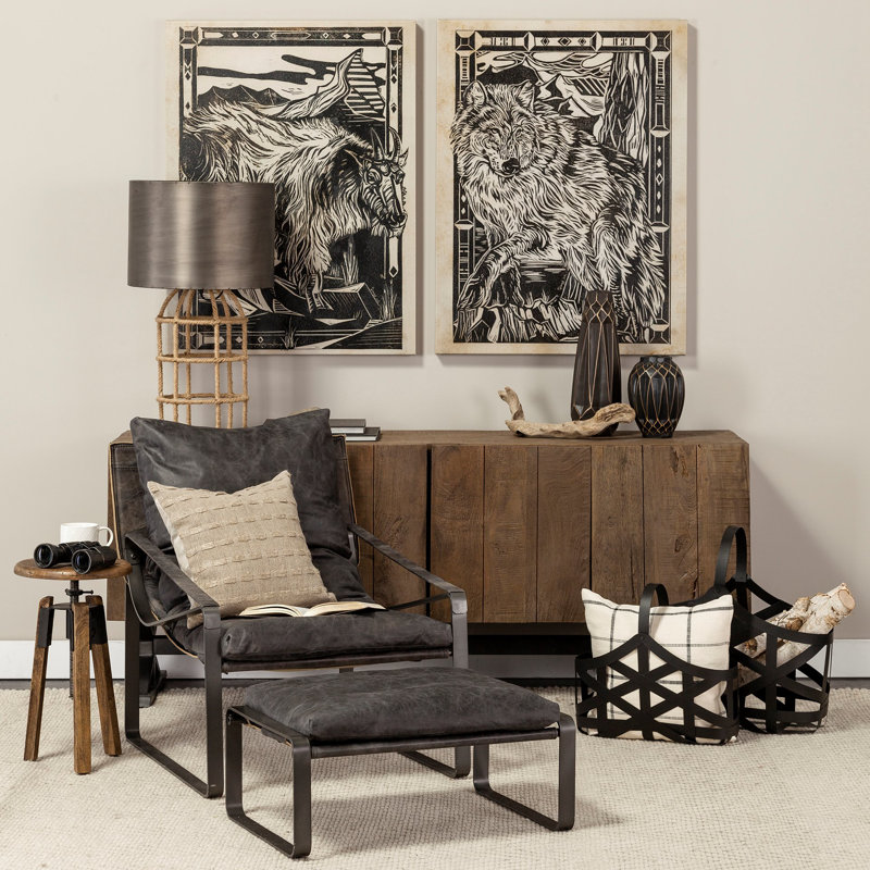 Colette Upholstered Armchair, Black Genuine Leather
