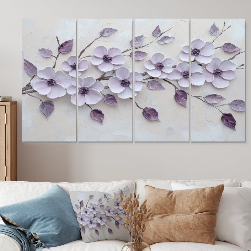 Ensemble de décoration murale mauve lilas Harmony IV - Lilas, H 32 po x l 64 po