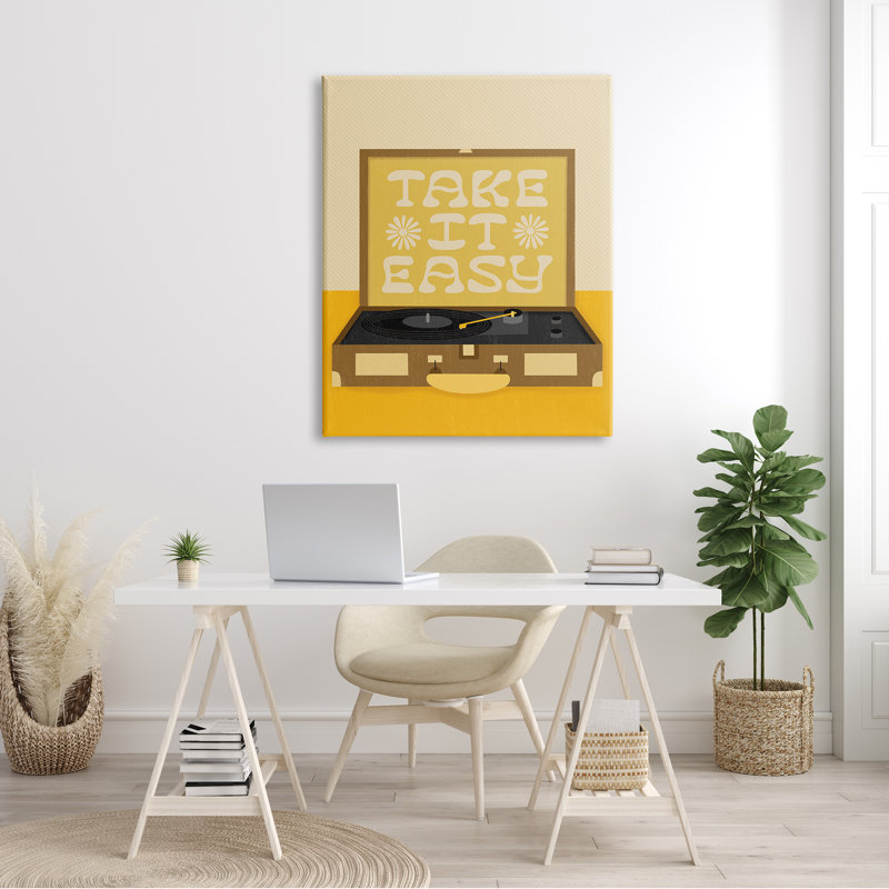 Take It Easy Motivational par - Art textuel, Toile tendue, H 48 po x l 36 po x P 1,5 po