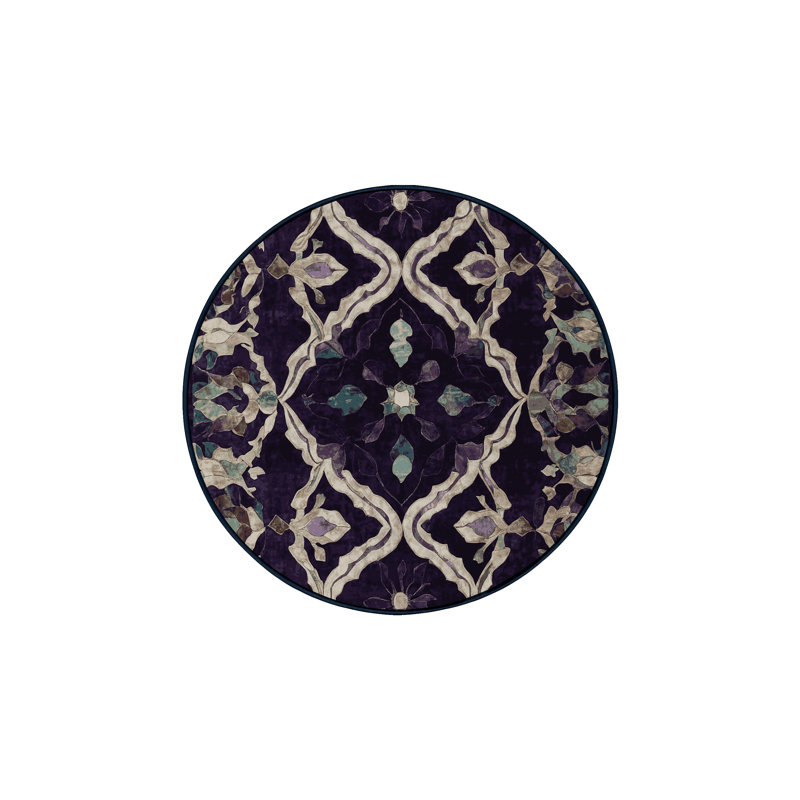 Tapis mauve soyeux et moelleux, Rond 8 pi