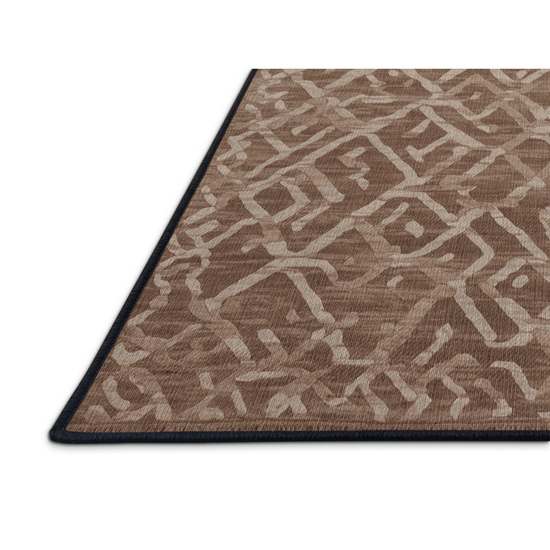 Tapis brun lavable à la machine GSIX03570, Rond 4 pi