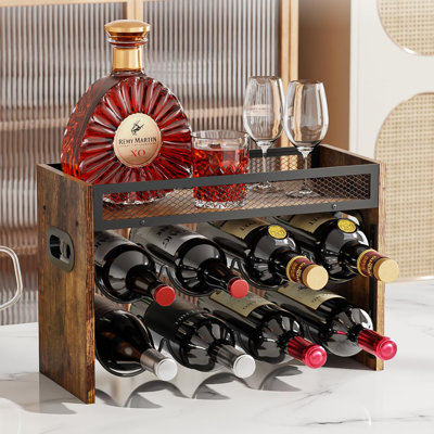 2-Tier Wine Rack, Can Hold 8 Bottles(Brown) by 17 Stories