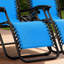 Ensemble de fauteuils inclinables d'extérieur zéro lumière en acier bleu clair avec coussin et plateau porte-gobelet pratique