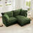 Slipcovered Sectional 2 Seater Sofa Couch With Convertible Ottoman, Wide And Deep Seat L Shaped Sofa With Detachable Cover And Soft Multiple Big Pillows, Chenille Fabric, Green-219614909-219614885-219614886