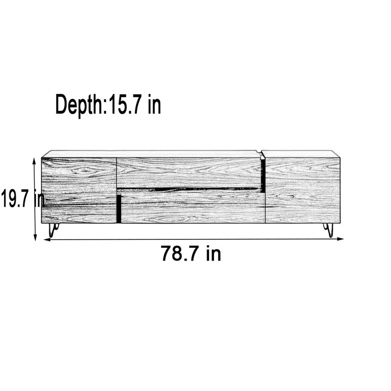 Meuble télé Modern, H 19,7 po x L 78,7 po x l 15,7 po